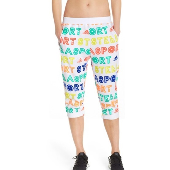 Adidas Stella McCartney White Logo Capri Pants - Picture 3 of 3